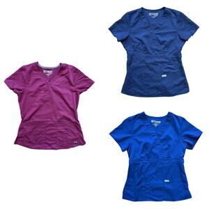 GREY'S ANATOMY (3) Short Sleeve Scrub Tops - 2 Riley 1 Emma  SZ S